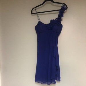 Adrianna Papell Blue Floral Spaghetti Strap Cocktail Midi Dress Size 6